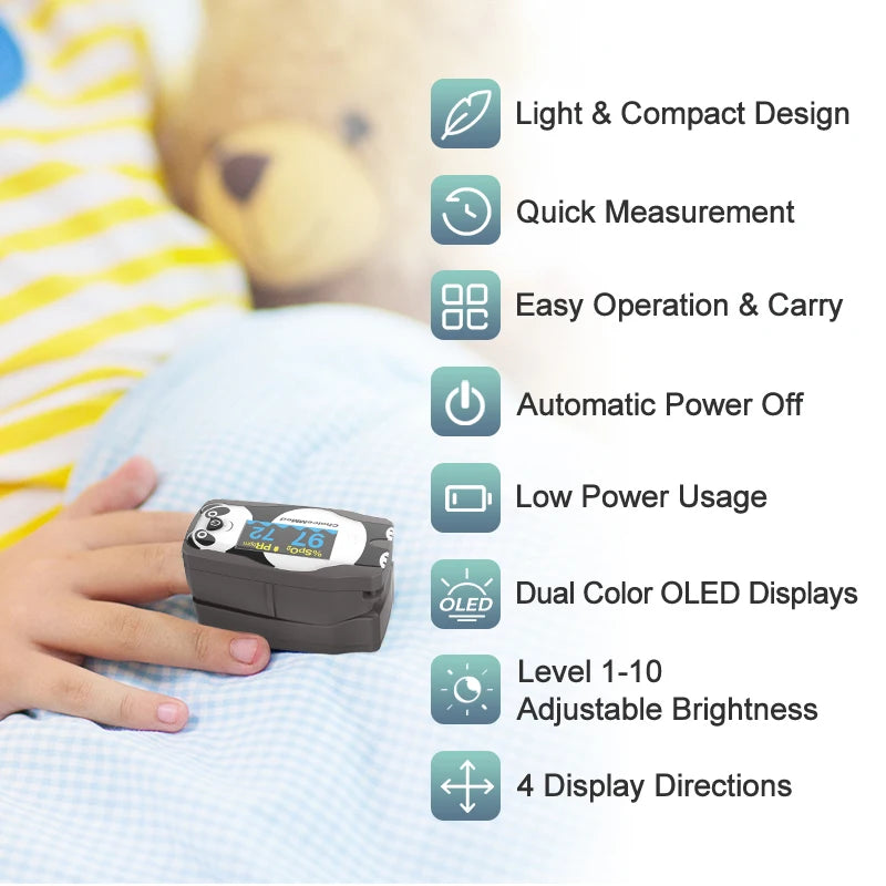 ChoiceMMed Pediatric Finger Pulse Oximeter with OLED Display