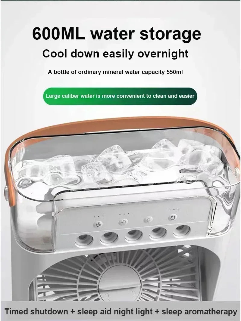 3-in-1 Portable Air Cooler & Humidifier with LED Light