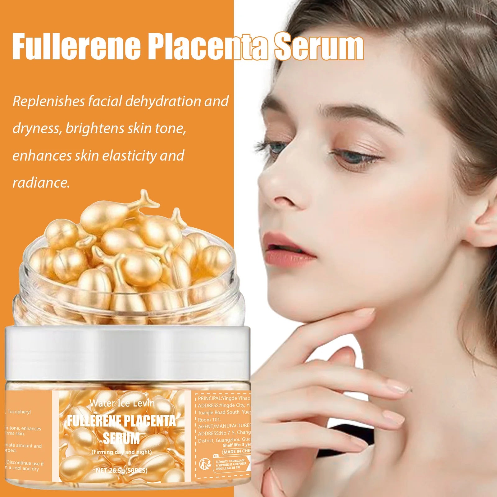 50pcs Collagen Face Serum Capsules with Hyaluronic Acid