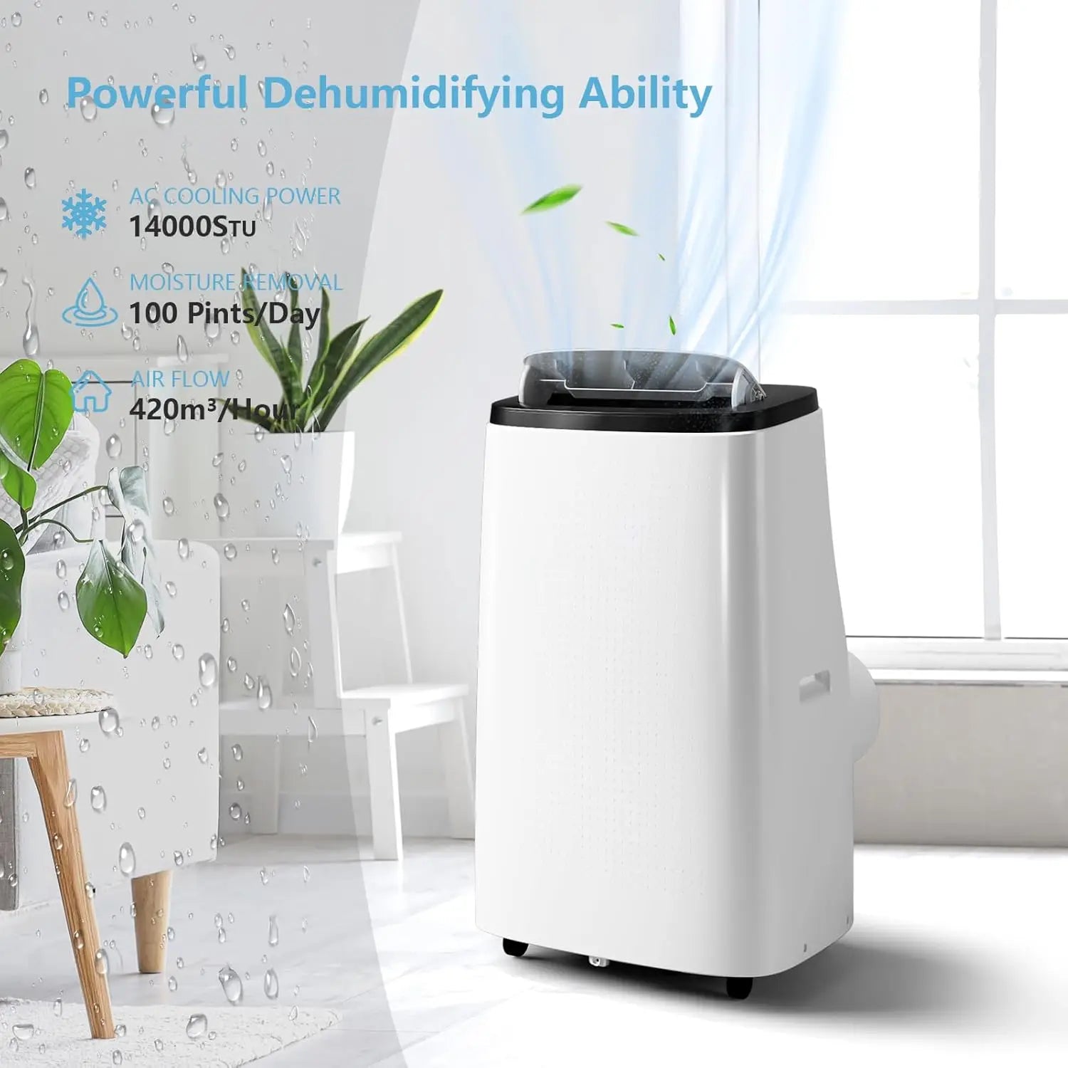14000BTU Portable Air Conditioner with Dehumidifier & Fan