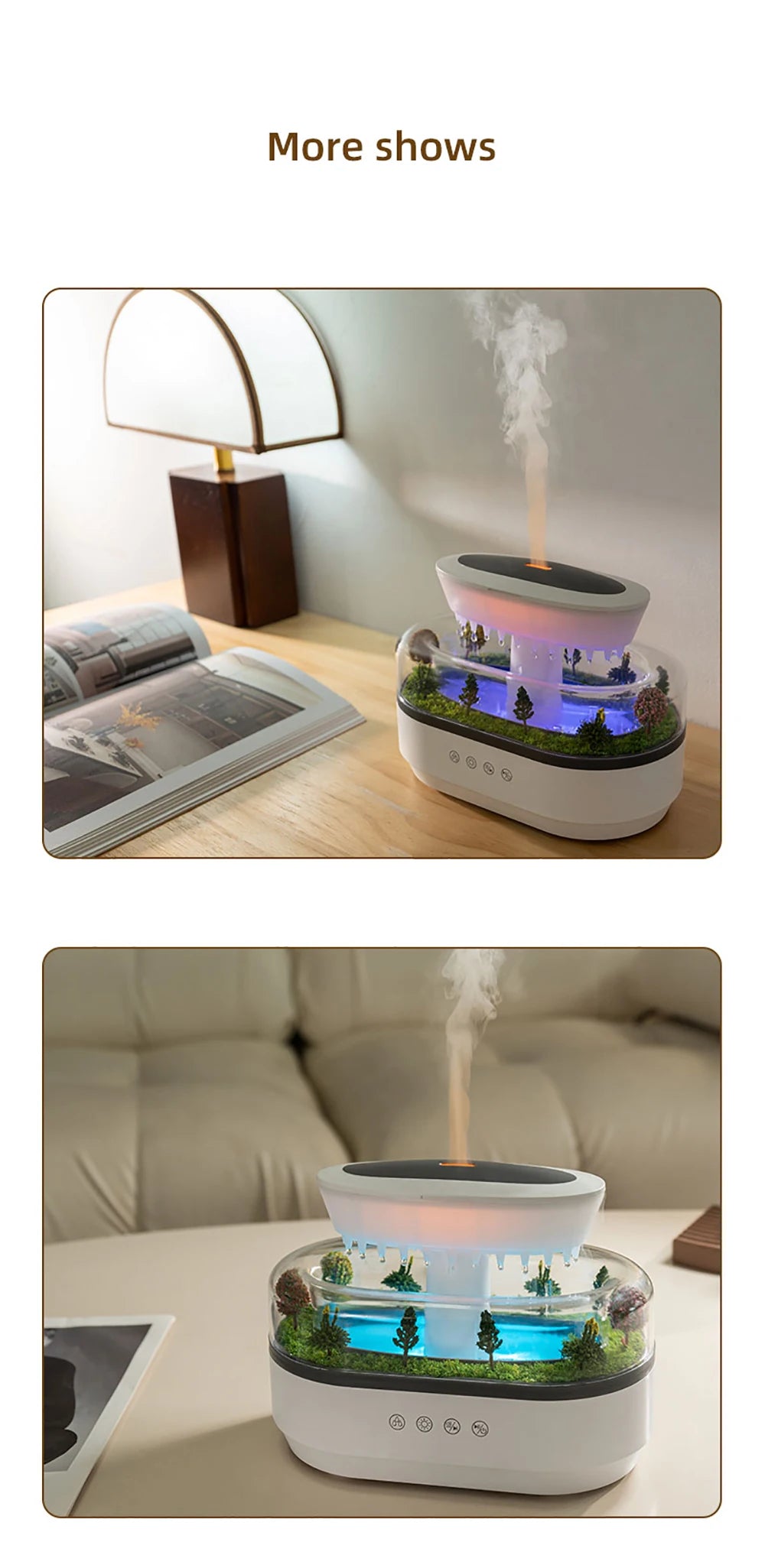 Raindrop Aroma Humidifier & Essential Oil Diffuser with Light & White Noise