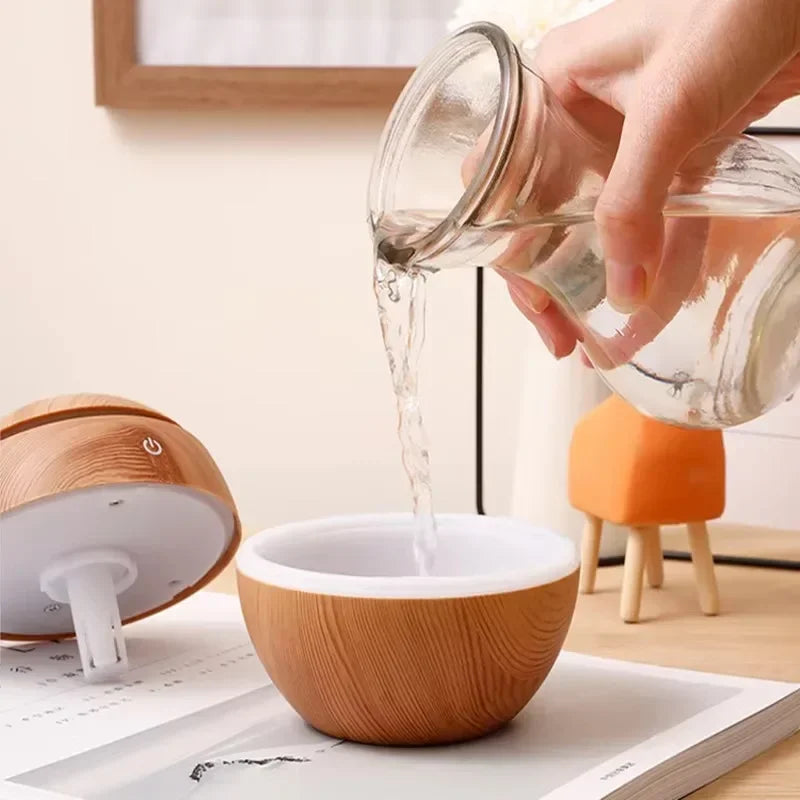 Mini Woodgrain USB Humidifier – Aromatherapy Oil Diffuser