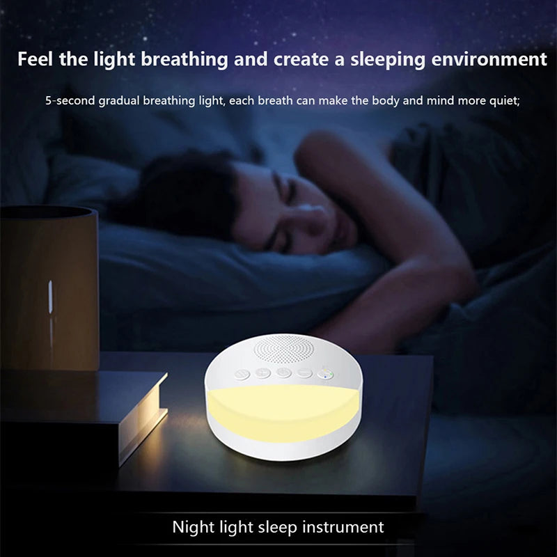 USB Rechargeable Baby White Noise Machine with Night Light & Timer