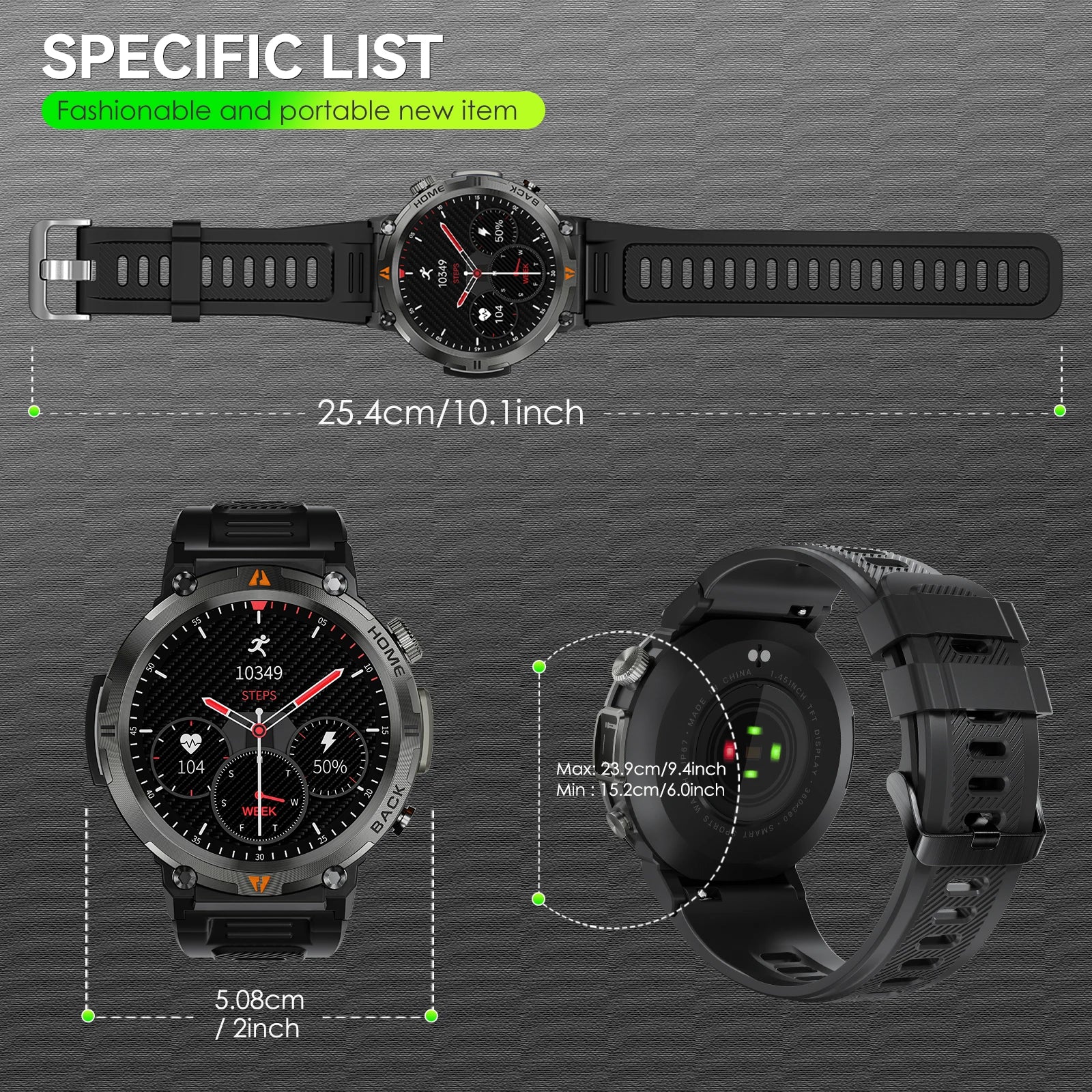 EIGIIS KE3 2024 Smartwatch with Bluetooth Call & Flashlight
