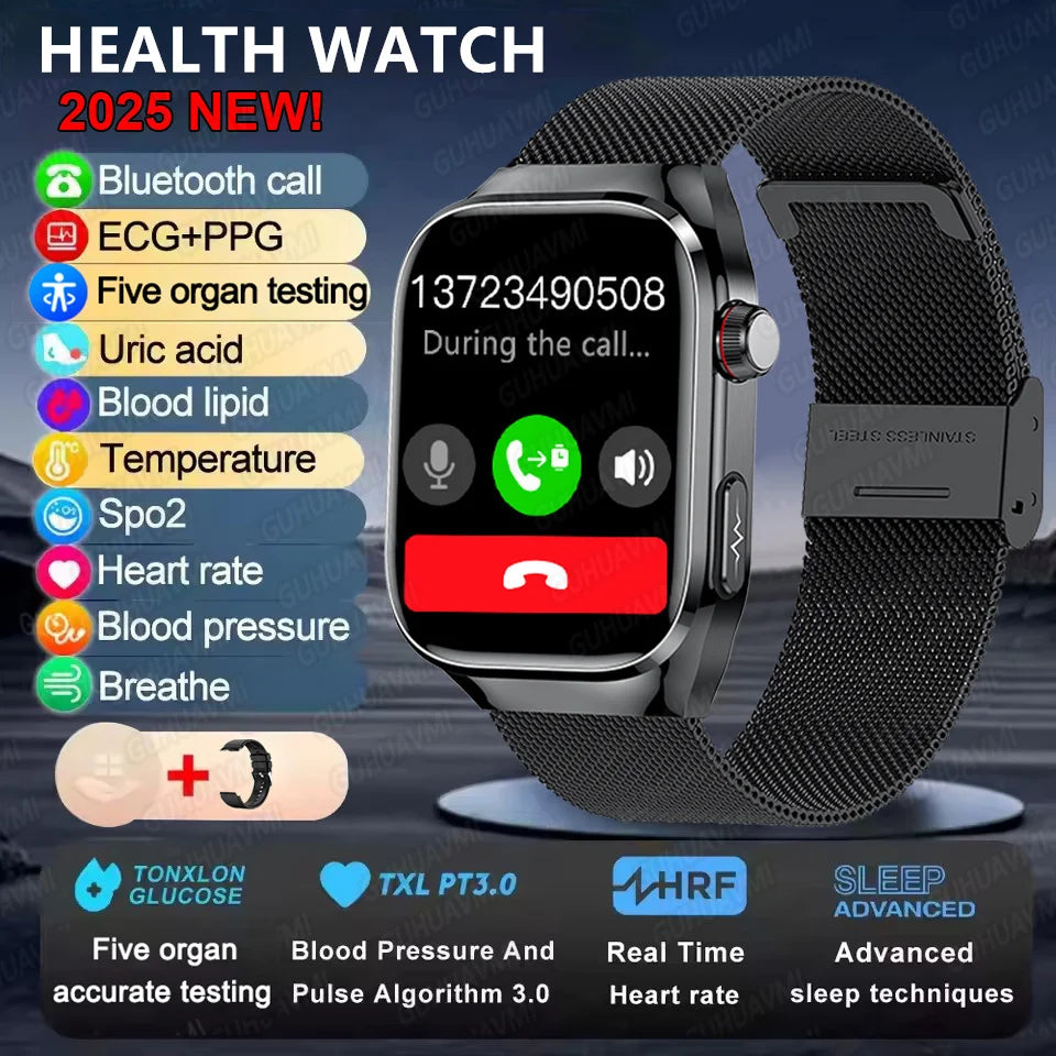 2025 Micro Physical Exam Smartwatch with Uric Acid & Body Fat Monitor
