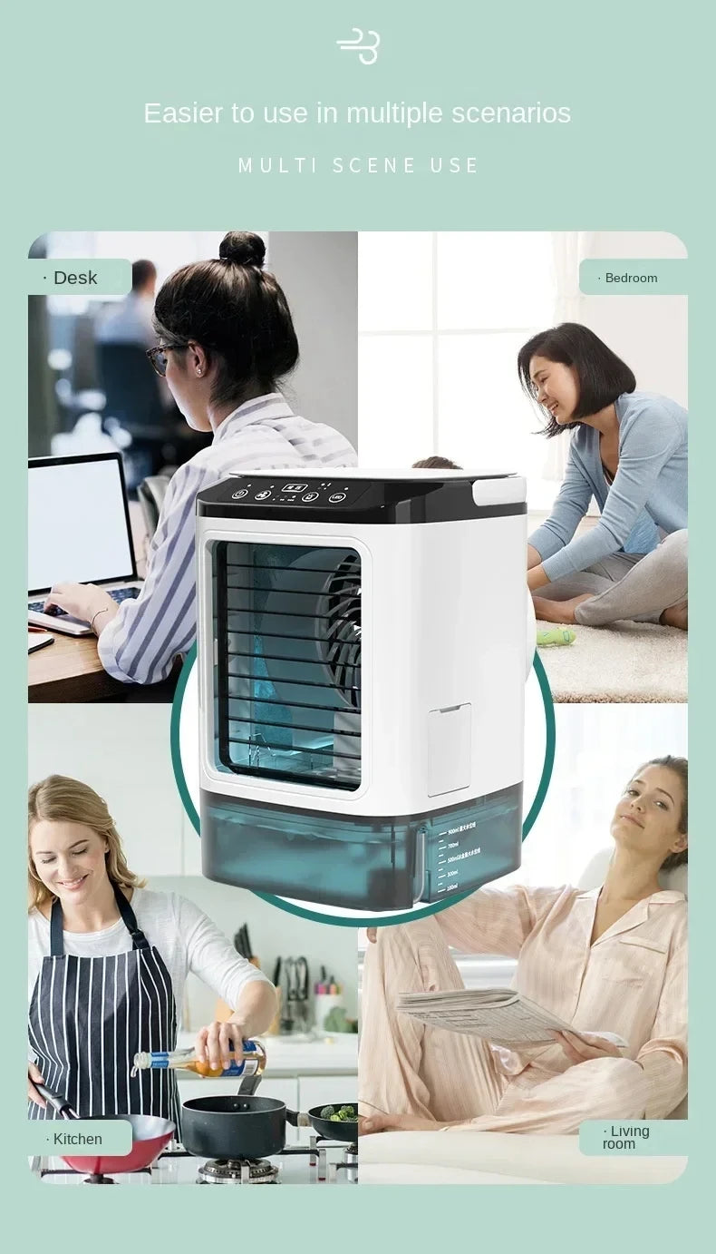 Portable Desktop Air Cooler Fan with Dual Spray & Night Light