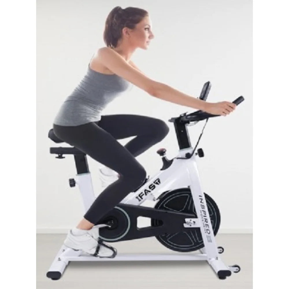 Indoor Stationary Spin Bike with LCD Monitor & Cushioned Seat