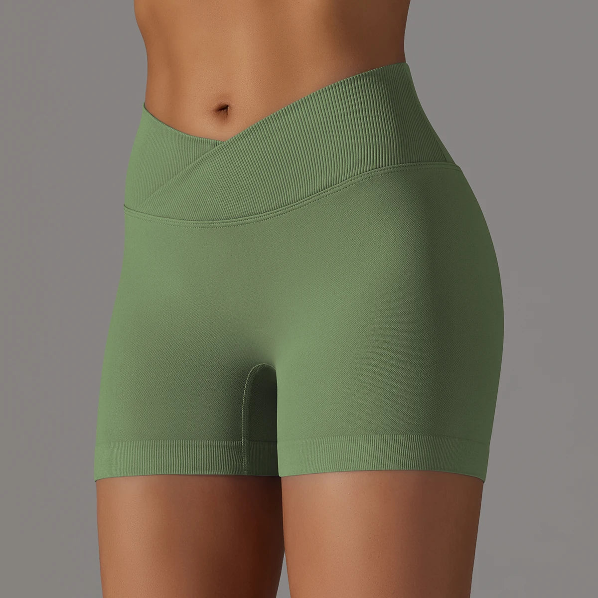 Crossover Waist Women’s Yoga Gym Shorts