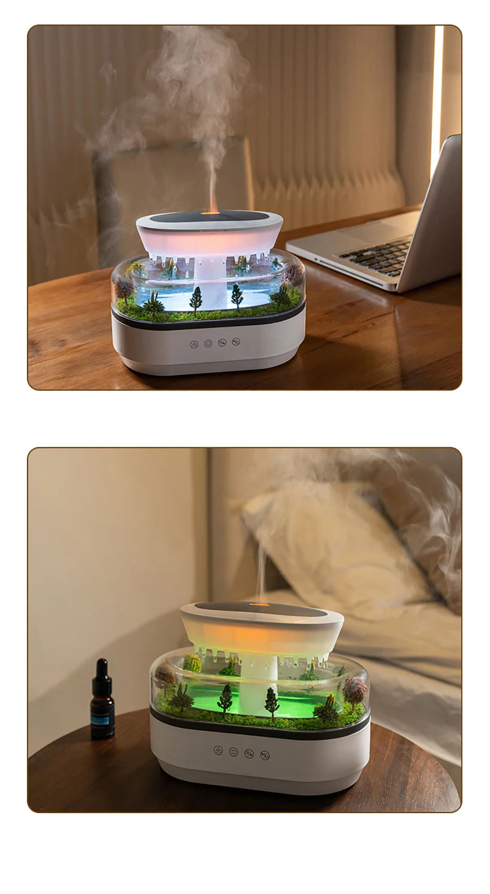 Raindrop Aroma Humidifier & Essential Oil Diffuser with Light & White Noise