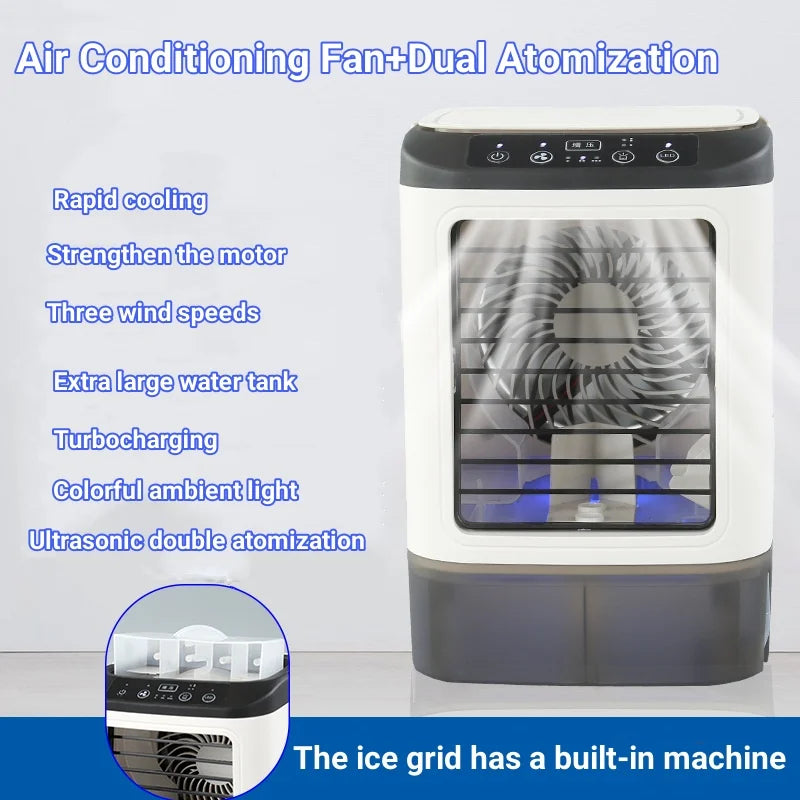Portable Desktop Air Cooler Fan with Dual Spray & Night Light