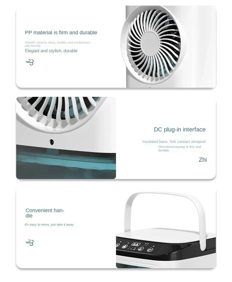 Portable Desktop Air Cooler Fan with Dual Spray & Night Light