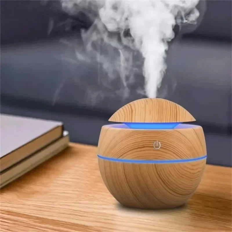 Mini Woodgrain USB Humidifier – Aromatherapy Oil Diffuser