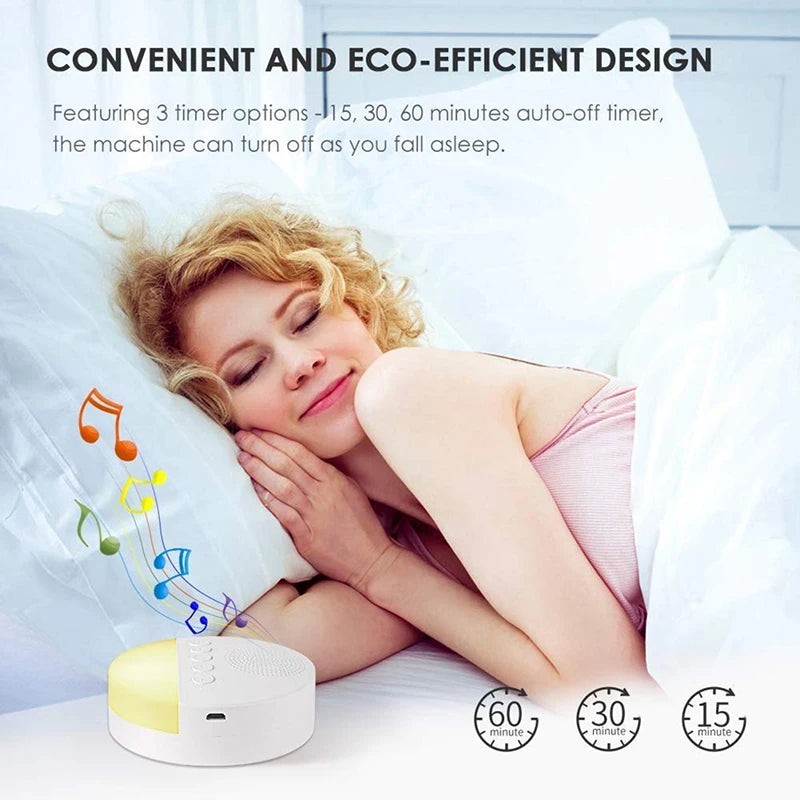 USB Rechargeable Baby White Noise Machine with Night Light & Timer
