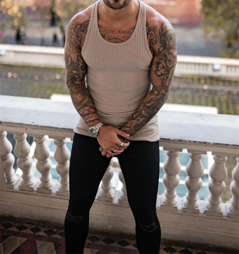 Men's Summer Stripe Gym Tank Top