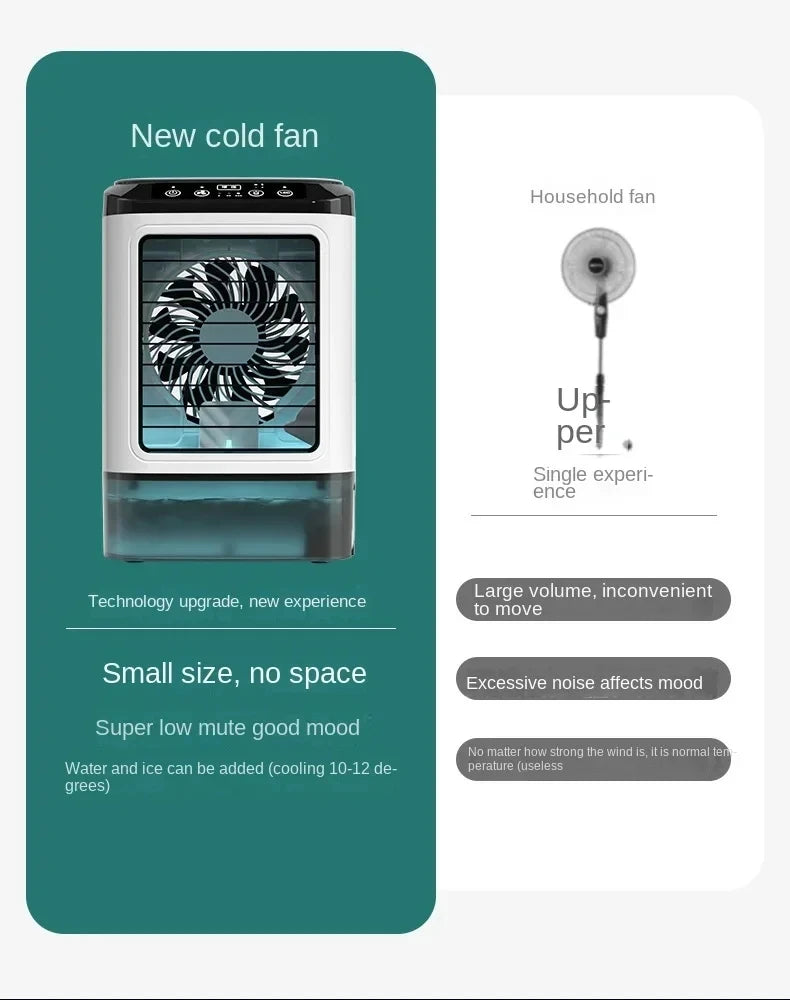 Portable Desktop Air Cooler Fan with Dual Spray & Night Light