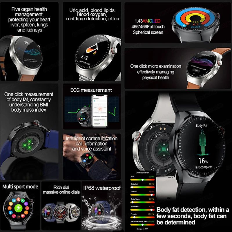 2025 Nursing-Grade Health Smartwatch with ECG, PPG & Bluetooth Call