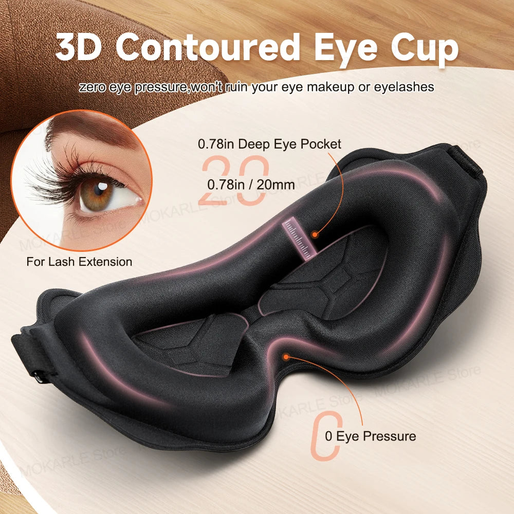 3D Contoured Sleep Mask for Eyes – Light Blocking & Breathable