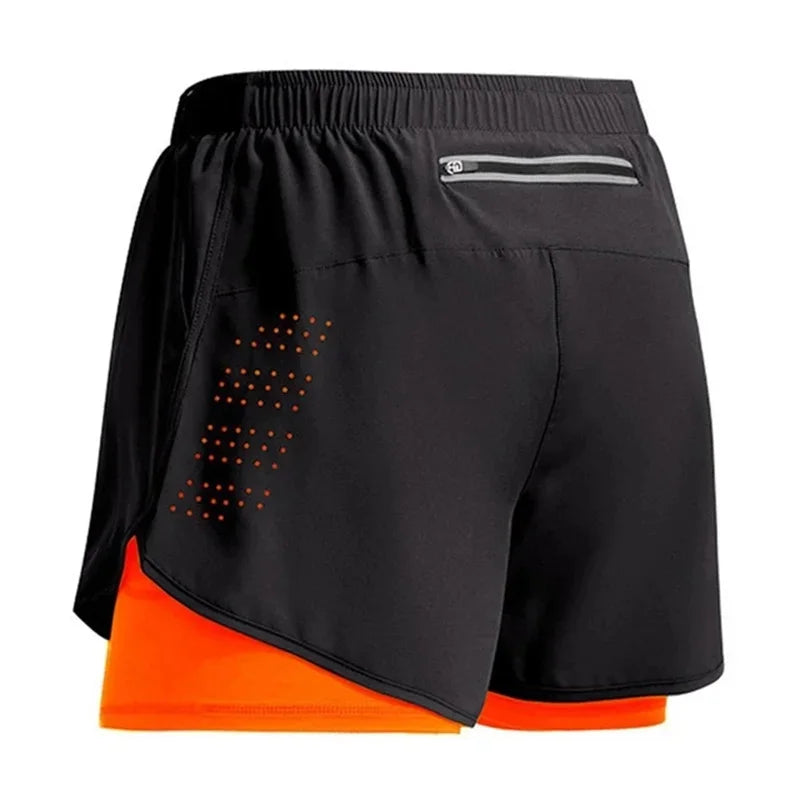 Men’s Double-Layer Running Shorts – Quick-Dry Fitness Workout Pants