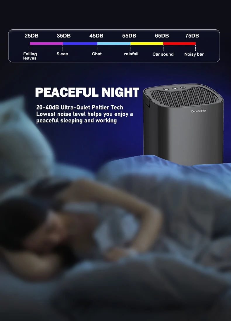Portable Silent Air Dehumidifier with EU/US Plug