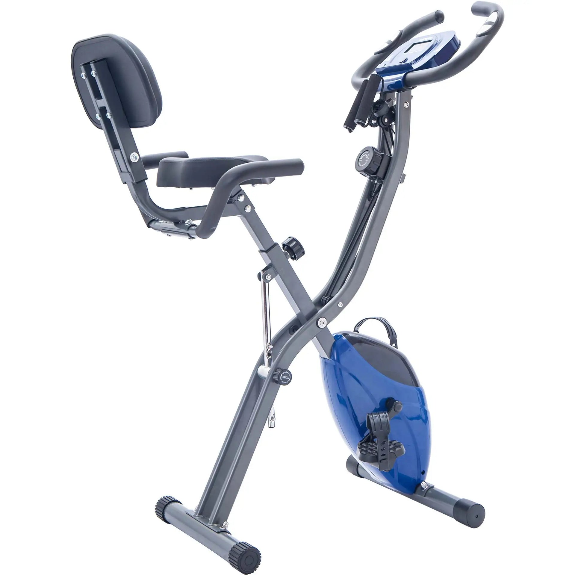 Folding X Exercise Bike with Backrest & Resistance Bands