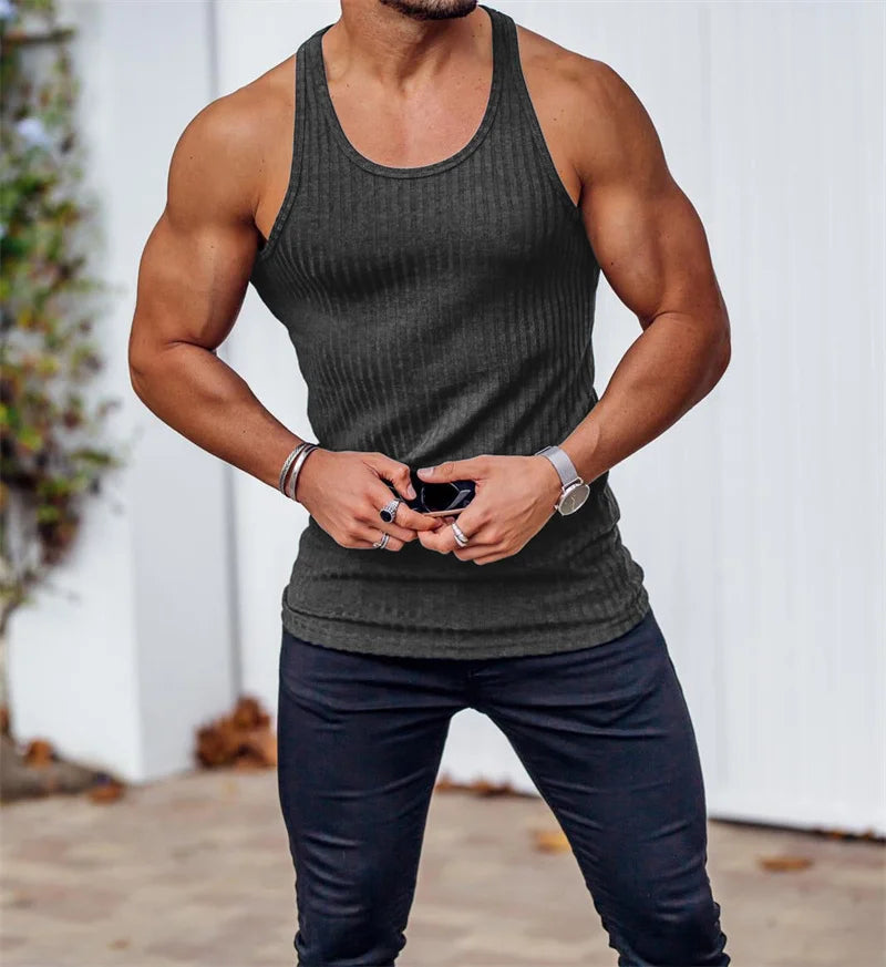 Men's Summer Stripe Gym Tank Top