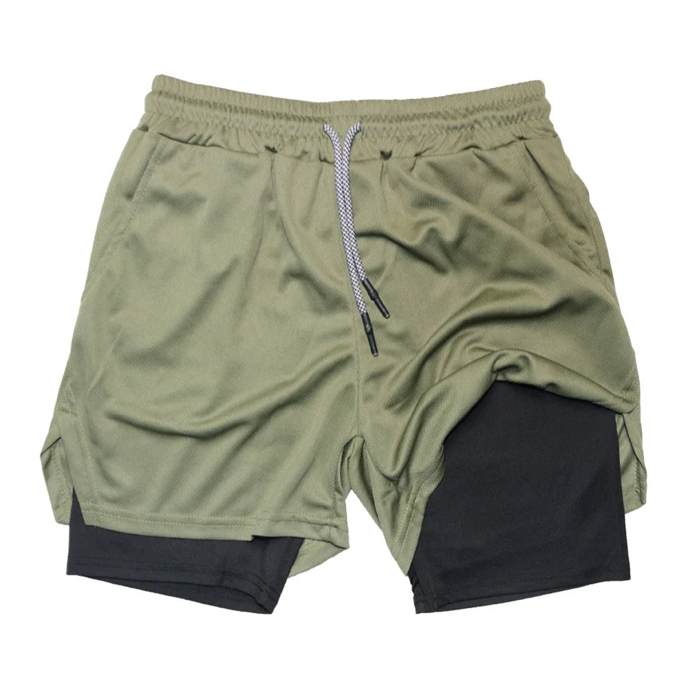 Men’s 2-in-1 Double Layer Quick-Dry Fitness Shorts