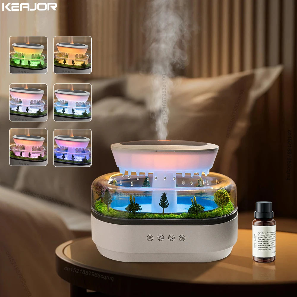 Raindrop Aroma Humidifier & Essential Oil Diffuser with Light & White Noise