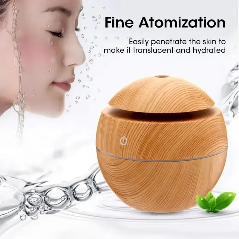 Mini Woodgrain USB Humidifier – Aromatherapy Oil Diffuser