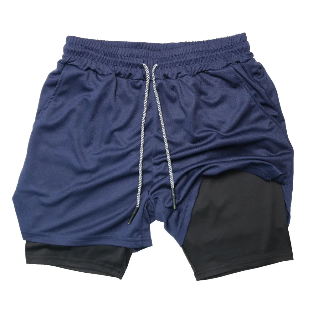 Men’s 2-in-1 Double Layer Quick-Dry Fitness Shorts