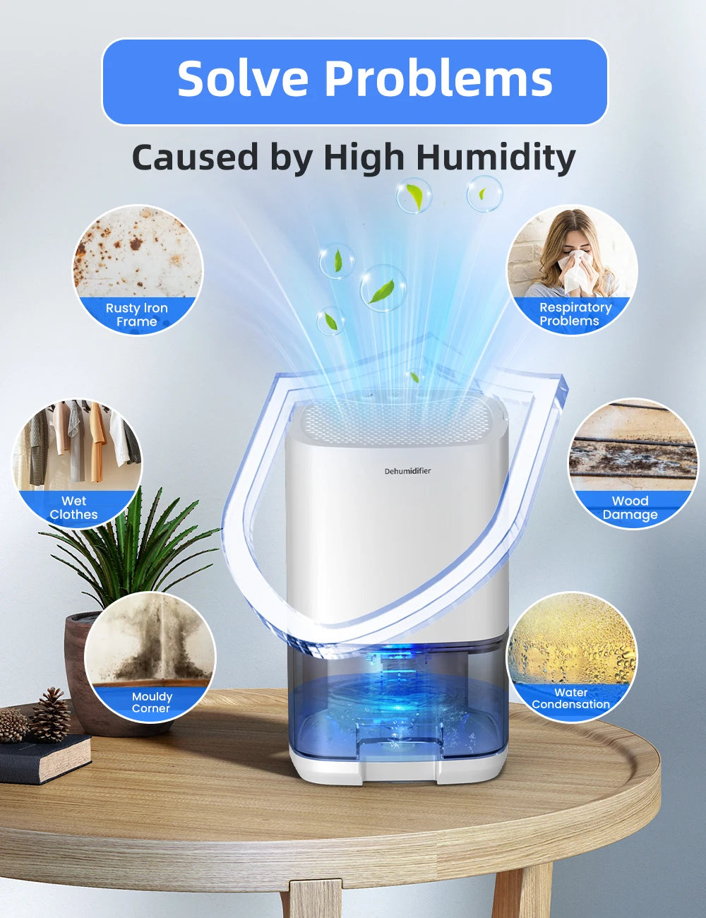 1000ml Portable Dehumidifier for Home, Office & RV