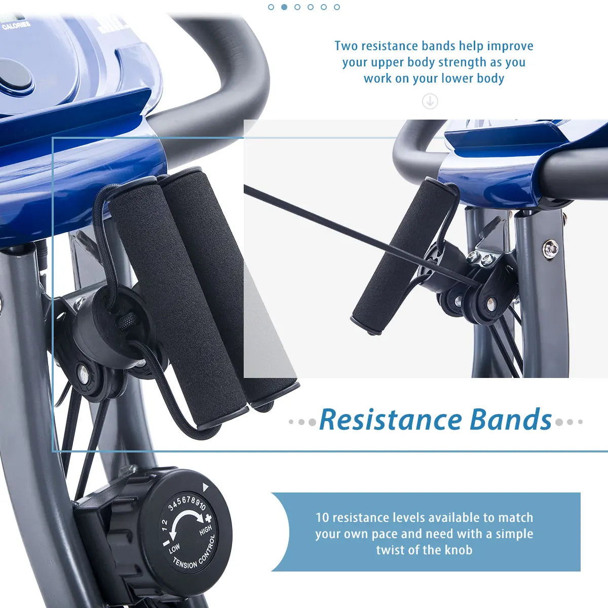 Folding X Exercise Bike with Backrest & Resistance Bands