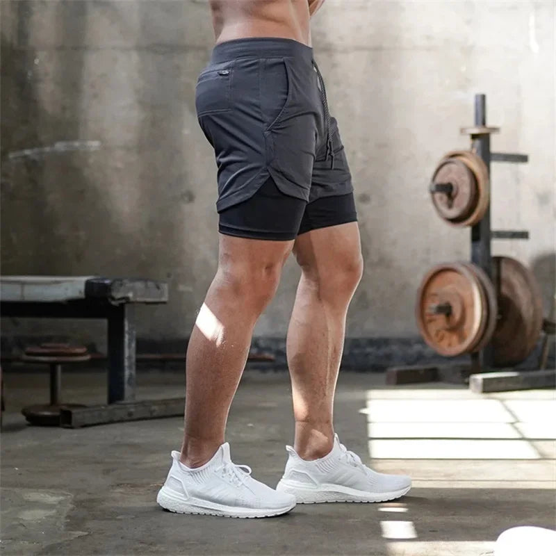 Men’s 2-in-1 Double Layer Quick-Dry Fitness Shorts