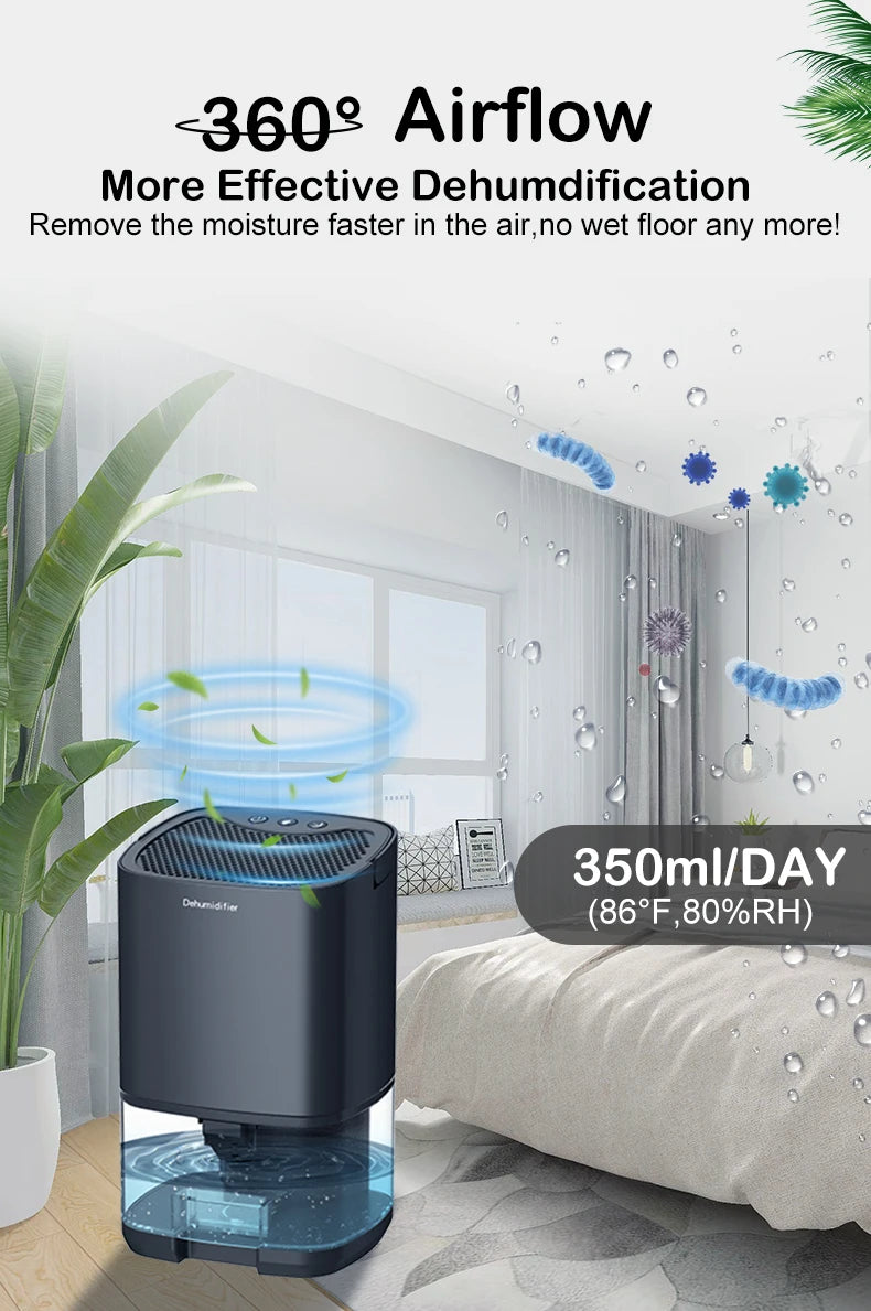 Portable Silent Air Dehumidifier with EU/US Plug