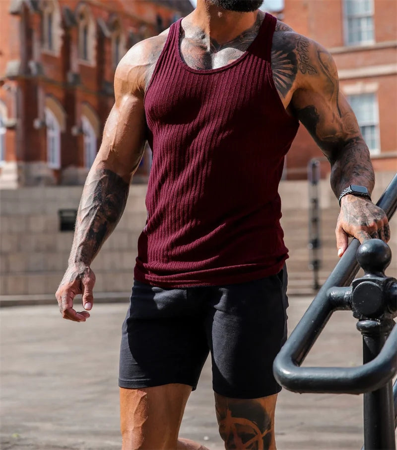 Men's Summer Stripe Gym Tank Top