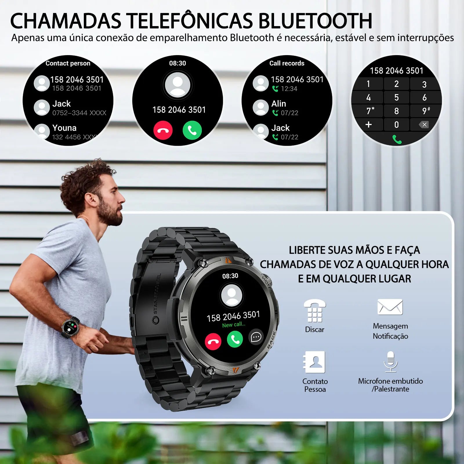 EIGIIS KE3 2024 Smartwatch with Bluetooth Call & Flashlight