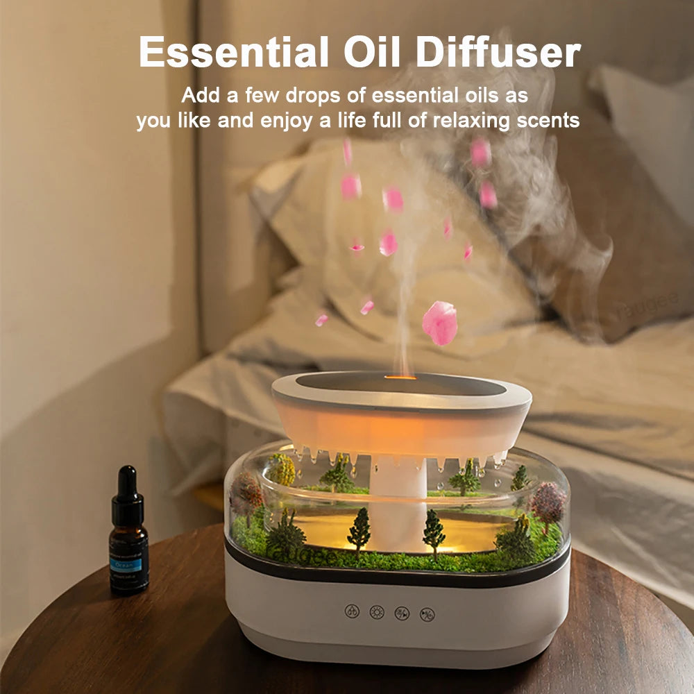 Raindrop Aroma Humidifier & Essential Oil Diffuser with Light & White Noise