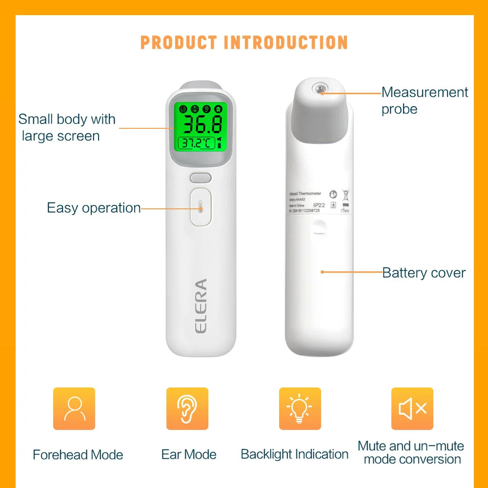 ELERA Infrared Digital Thermometer – Forehead & Ear, No-Contact