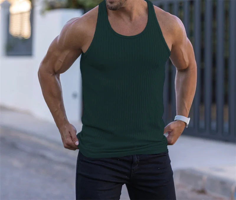 Men's Summer Stripe Gym Tank Top