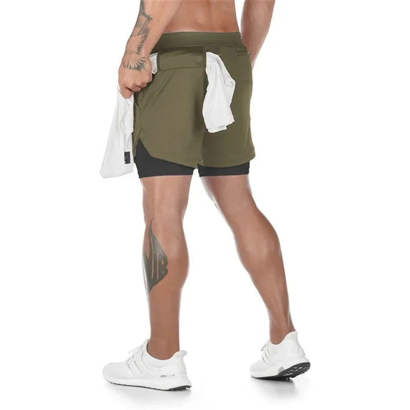 Men’s 2-in-1 Double Layer Quick-Dry Fitness Shorts