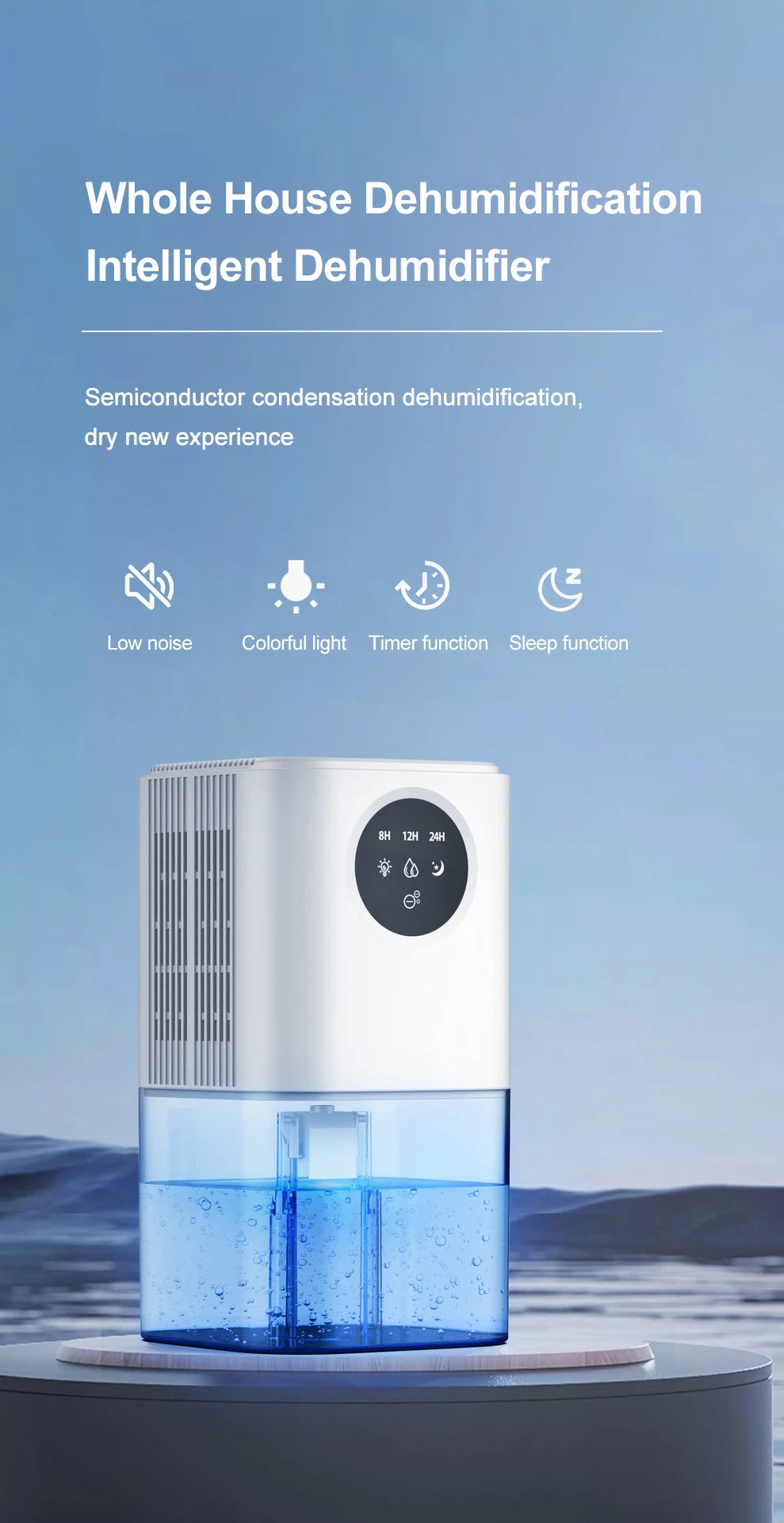 1.7L Silent Home Dehumidifier for Bedroom & Office