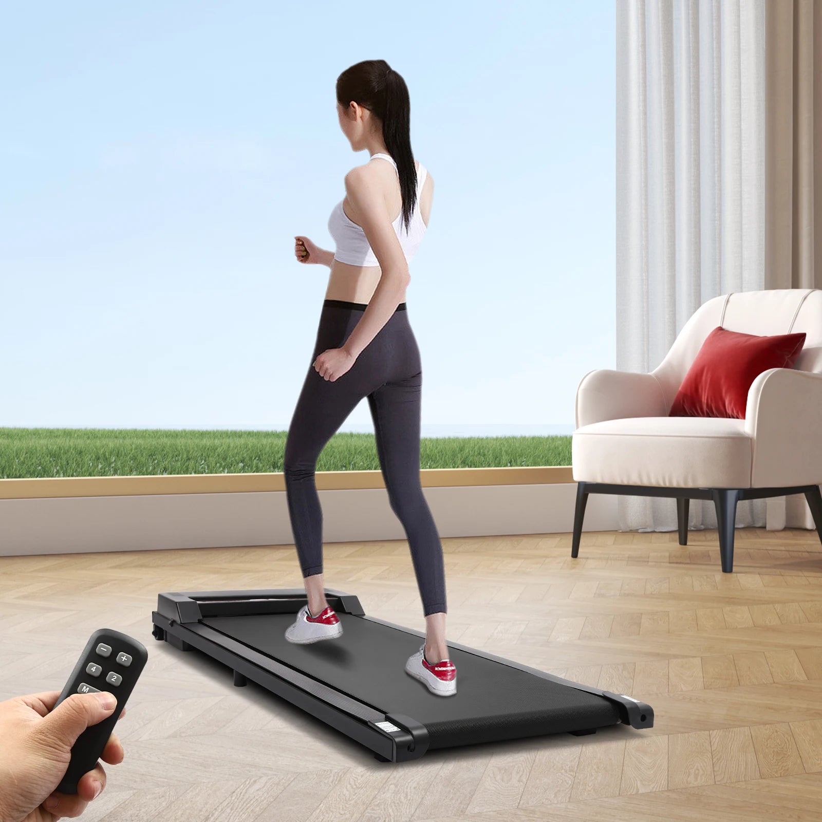 2-in-1 Under Desk Walking Treadmill with Remote & LED Display