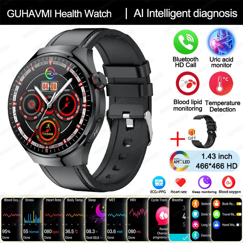 2025 Nursing-Grade Health Smartwatch with ECG, PPG & Bluetooth Call
