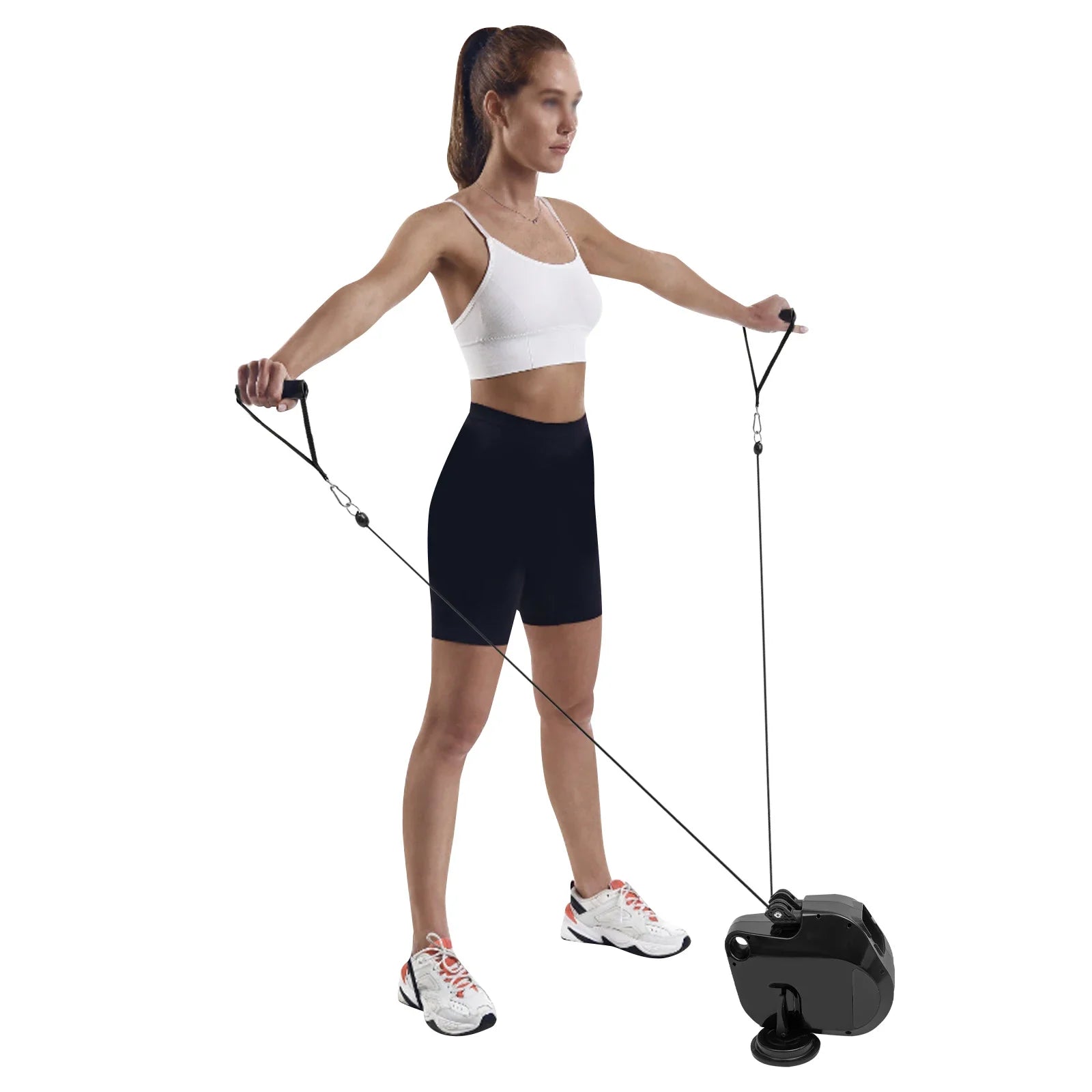 Adjustable Resistance Band Pulley Trainer with Suction Cup