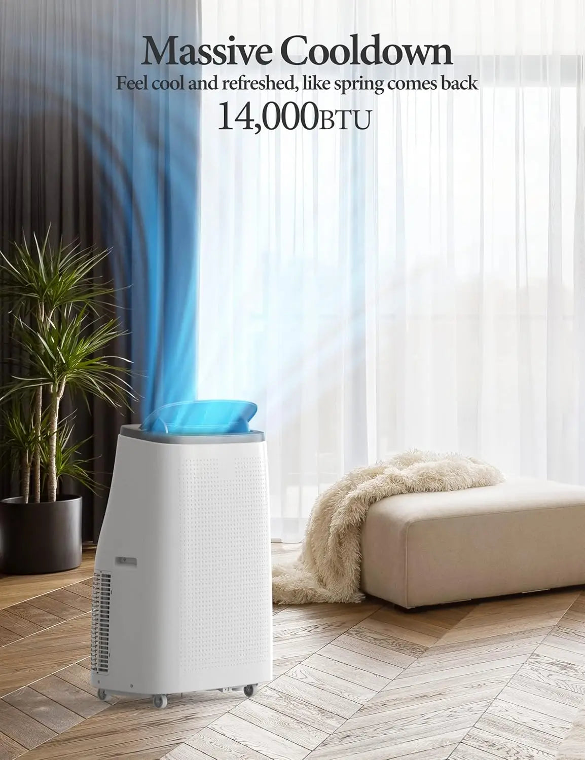 14000BTU Portable Air Conditioner with Dehumidifier & Fan