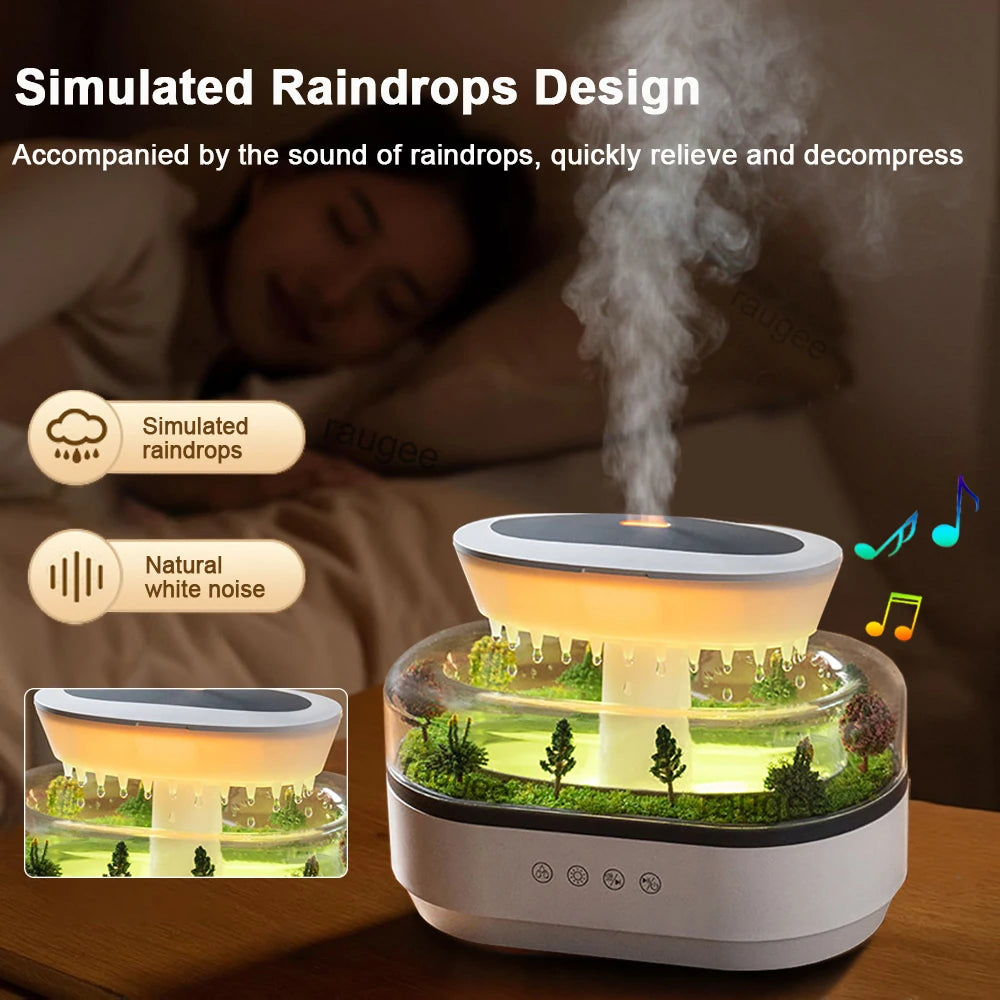 Raindrop Aroma Humidifier & Essential Oil Diffuser with Light & White Noise