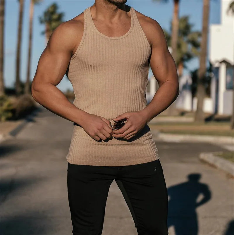 Men's Summer Stripe Gym Tank Top