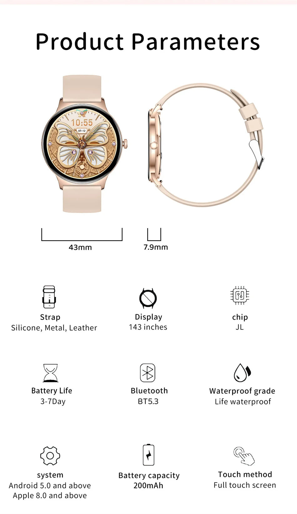 Huawei Ultra Slim AMOLED Smartwatch for Women with BT Call