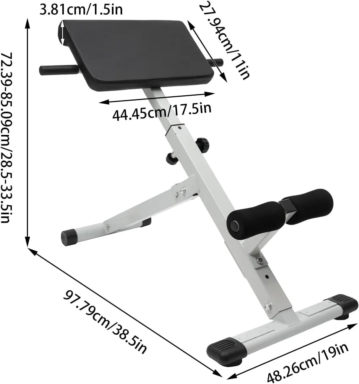 Adjustable Roman Chair Back Extension Bench for Home Gym