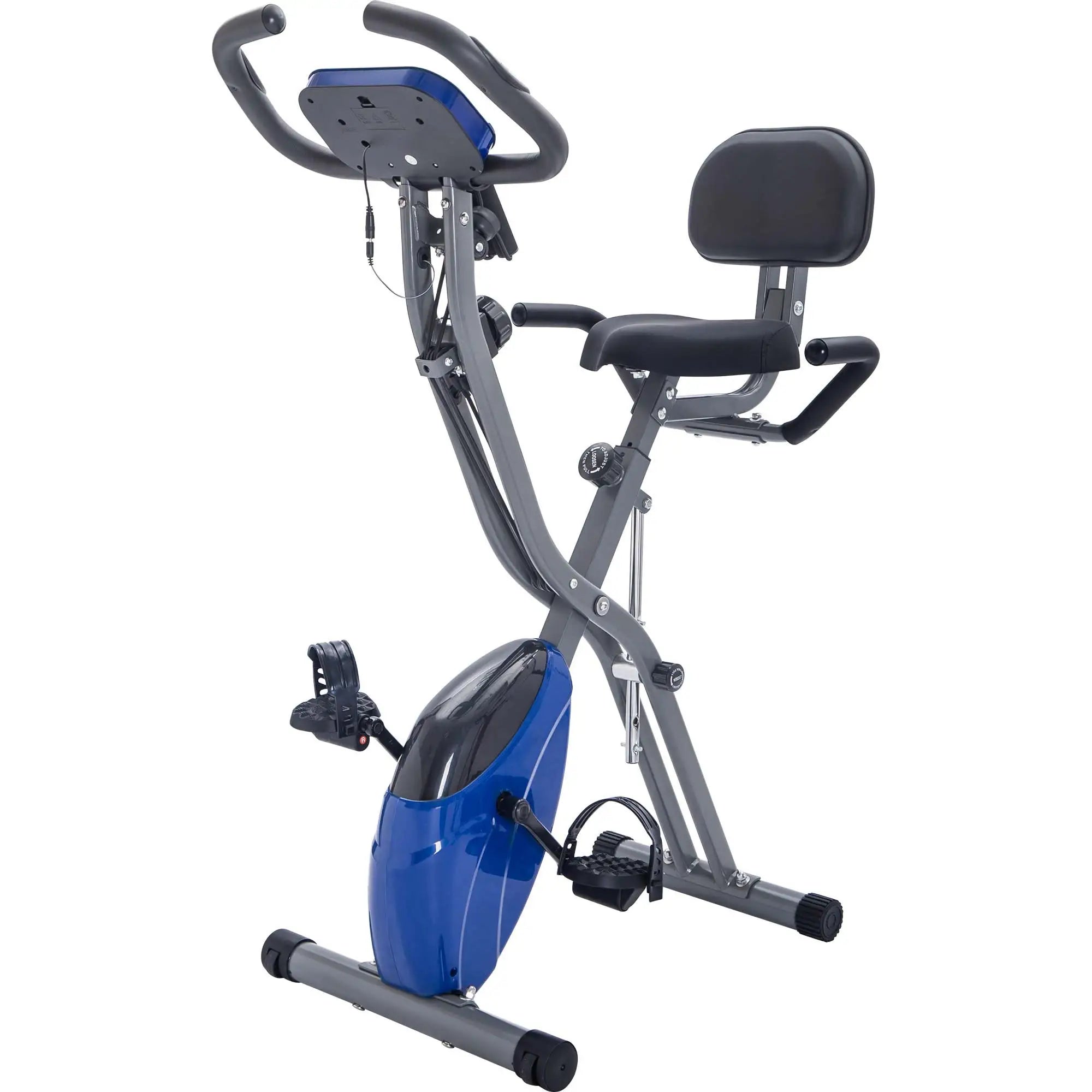 Folding X Exercise Bike with Backrest & Resistance Bands