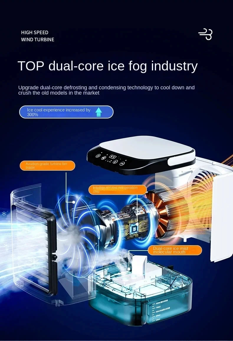 Portable Desktop Air Cooler Fan with Dual Spray & Night Light